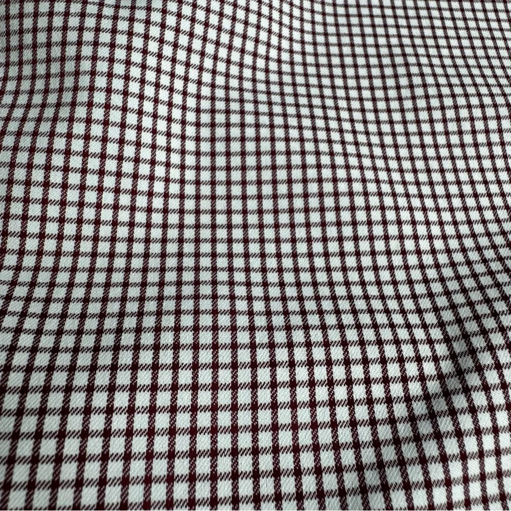 PONCHO Mens Maroon Micro-Check Pearl Snap Short Sleeve Shirt Maroon Microcheck - Picture 5 of 11